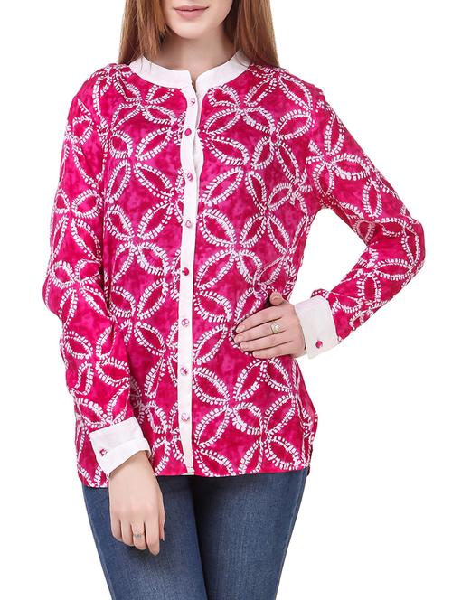pink rayon casual shirt - 14531700 - Standard Image - 1
