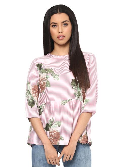 Floral boat neck flared top - 14531895 - Standard Image - 1