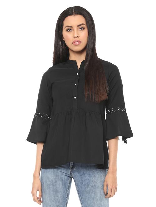 Tie knot detail bell sleeved top - 14531907 - Very Small Image - 1