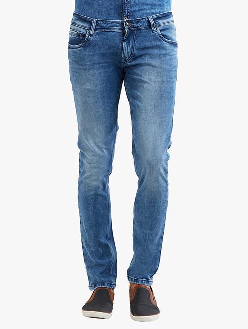 blue cotton washed jeans - 14531914 - Very Small Image - 1