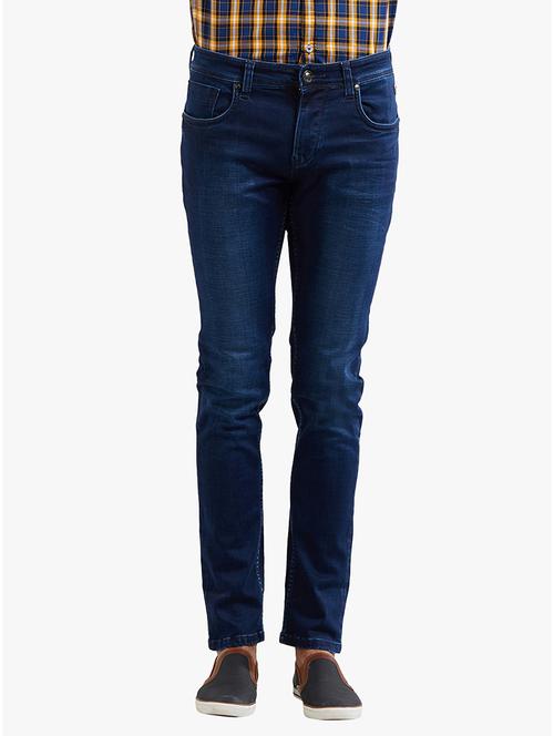 blue cotton plain jeans - 14531928 - Very Small Image - 1