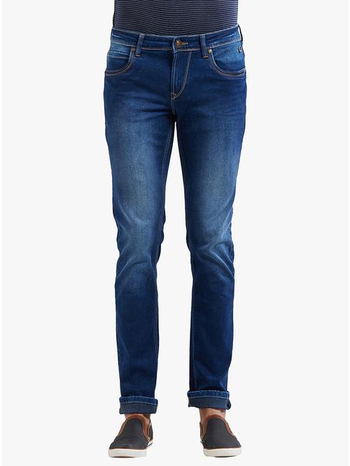 blue cotton washed jeans - 14531929 - Very Small Image - 1
