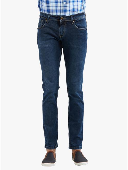 blue cotton plain jeans - 14531932 - Very Small Image - 1