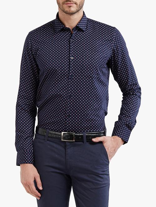 navy blue cotton casual shirt - 14531938 - Very Small Image - 1