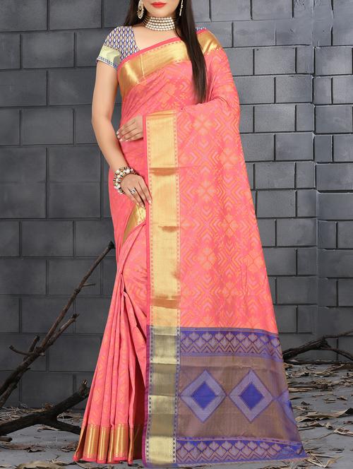 pink silk blend patola saree - 14531947 - Very Small Image - 1