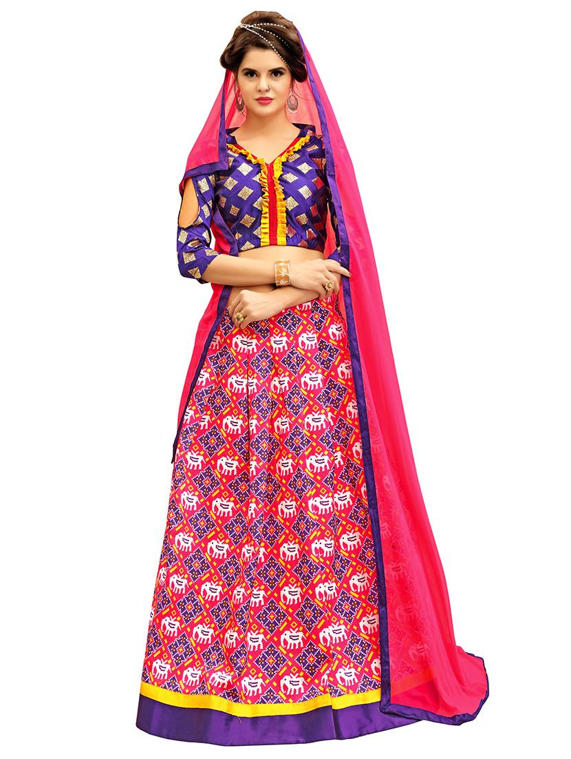 pink silk flared lehenga - 14531972 - Zoom Image - 1