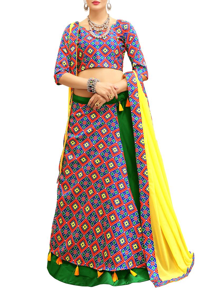 multi silk flared lehenga - 14531978 - Zoom Image - 1