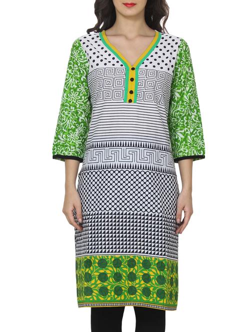 white cotton straight kurta - 14532000 - Standard Image - 1
