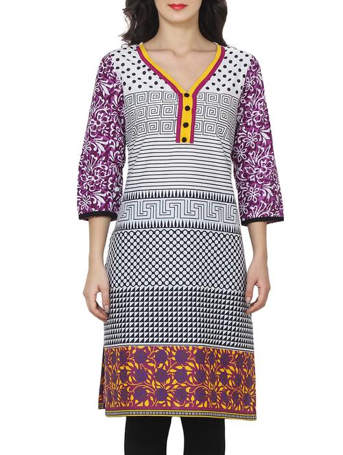white cotton straight kurta - 14532001 - Standard Image - 1