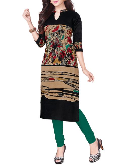 black cotton straight kurta - 14532023 - Very Small Image - 1