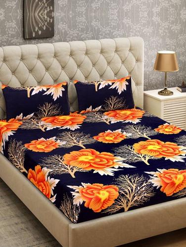 Floral Print Microfibre Double Bedsheet with 2 Pillow Covers - 14532038 - Very Small Image - 1