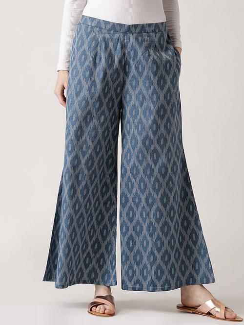 blue printed cotton palazzo - 14532240 - Very Small Image - 1