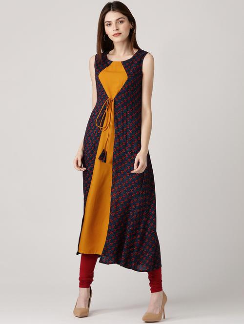 multi colored rayon layered kurta - 14532243 - Very Small Image - 1