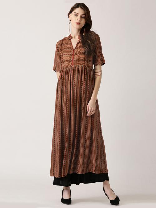 multi colored rayon flared kurta - 14532258 - Very Small Image - 1