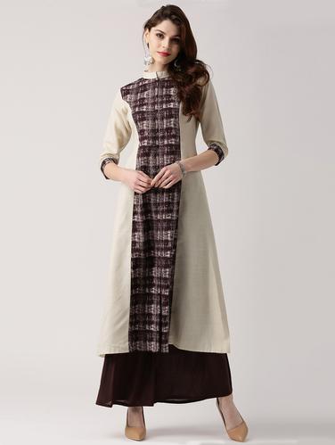 Multicolored cotton a-line kurta - 14532279 - Very Small Image - 1