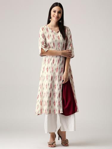 Multicolored cotton a-line kurta - 14532297 - Very Small Image - 1