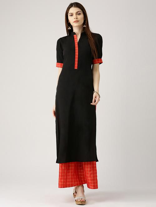 black kurta palazzo set - 14532310 - Very Small Image - 1