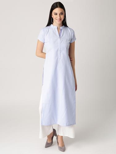 blue none straight kurta - 14532315 - Very Small Image - 1