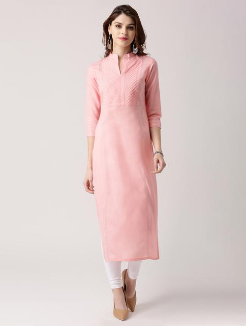 pink cotton straight kurta - 14532375 - Very Small Image - 1