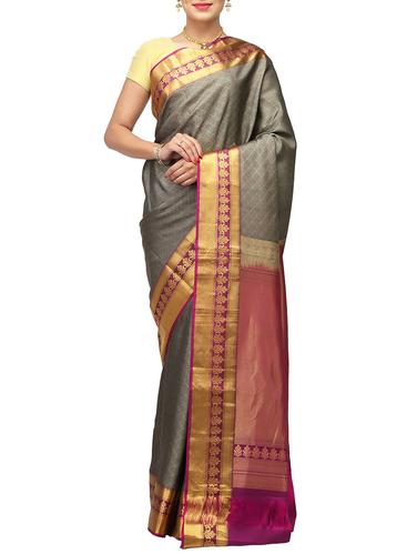 grey silk mysore saree with blouse - 14532433 - Very Small Image - 1