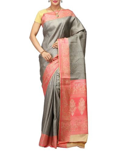 Grey mysore silk saree - 14532434 - Very Small Image - 1