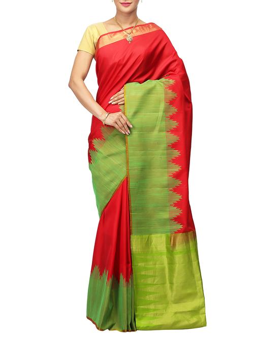 red silk mysore saree with blouse - 14532436 - Very Small Image - 1