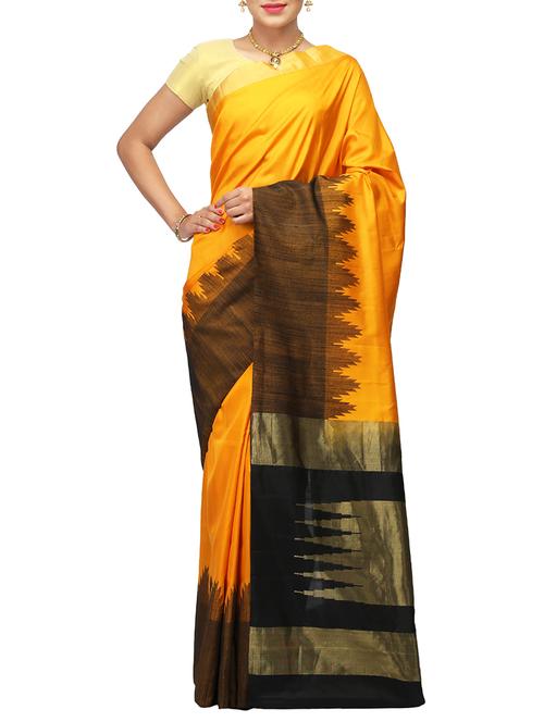 mustard silk mysore saree - 14532437 - Very Small Image - 1