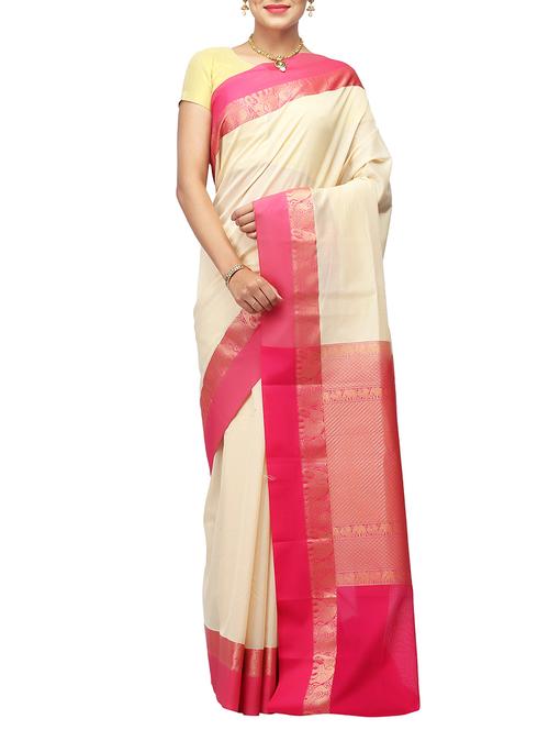 cream cotton silk mysore saree - 14532448 - Very Small Image - 1
