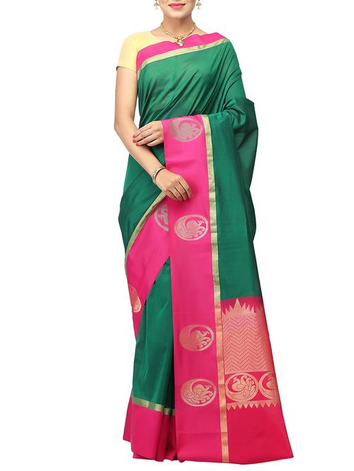 green cotton silk mysore saree - 14532450 - Very Small Image - 1