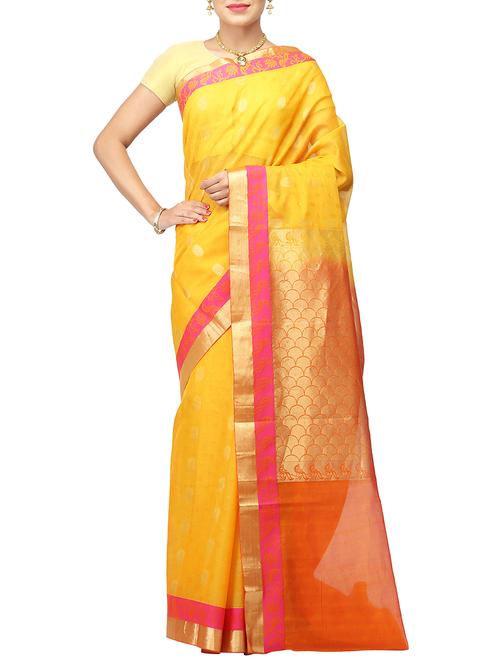 yellow woven saree - 14532465 - Very Small Image - 1