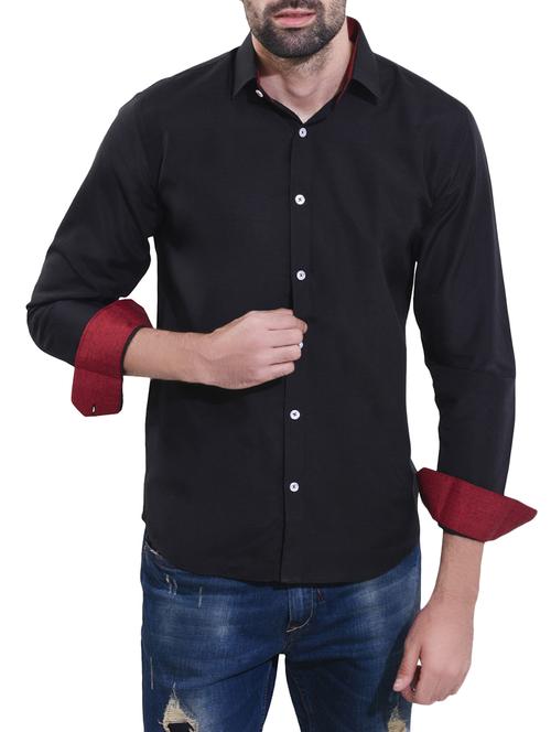 black cotton casual shirt - 14532748 - Standard Image - 1