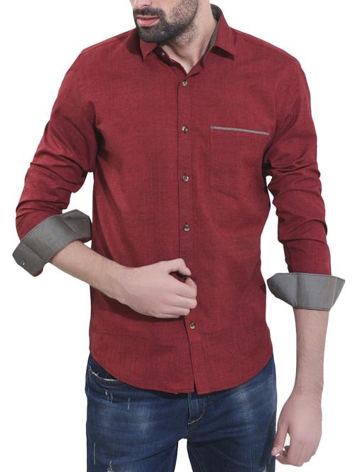 red cotton casual shirt - 14532760 - Standard Image - 1