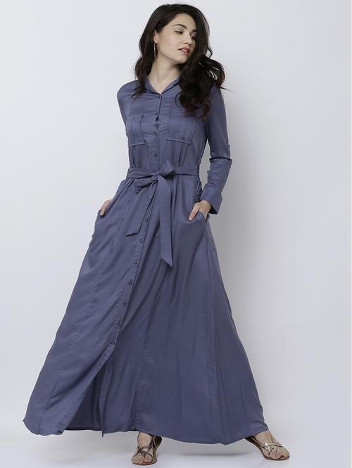 blue rayon maxi dress - 14533125 - Very Small Image - 1