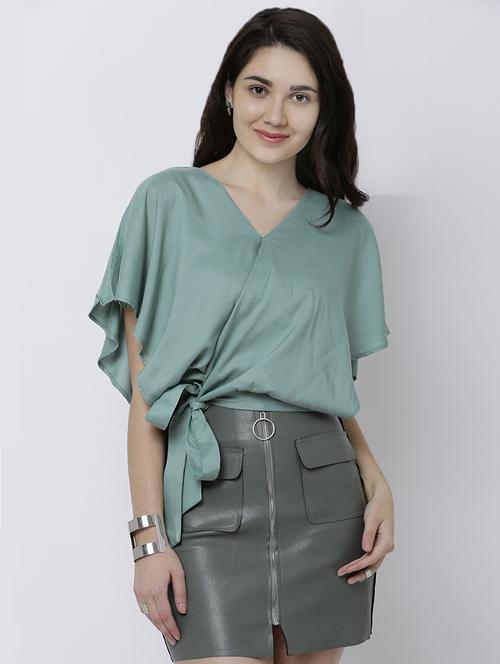 green rayon crop top - 14533132 - Very Small Image - 1