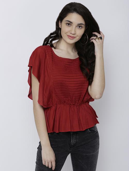 red rayon blouson top - 14533137 - Very Small Image - 1