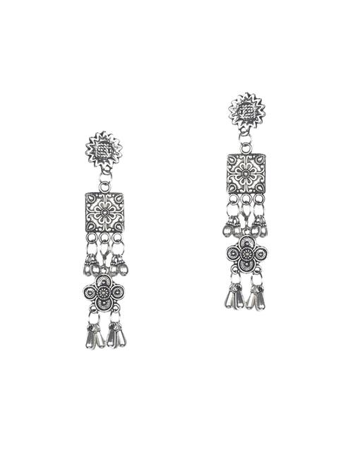 silver metal drop earrings - 14533192 - Standard Image - 1