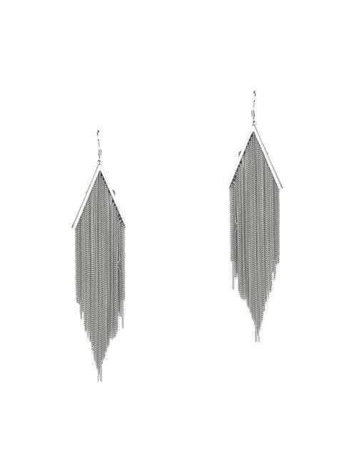 silver metal drop earrings - 14533212 - Standard Image - 1