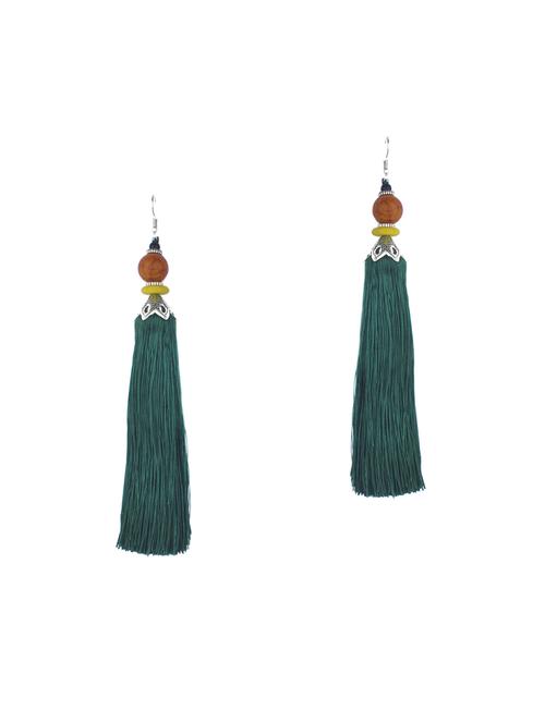 green metal tassel earrings - 14533213 - Very Small Image - 1