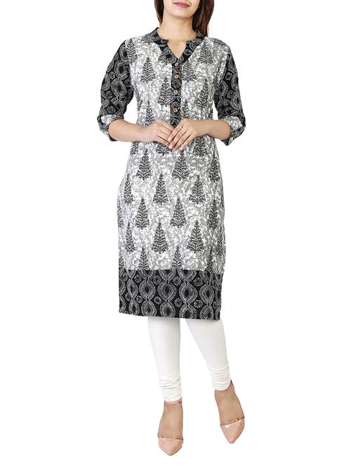black cotton straight kurta - 14533346 - Very Small Image - 1
