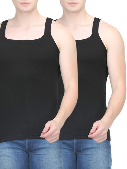 black cotton vest (Set Of 2) - 14533543 - Standard Image - 1