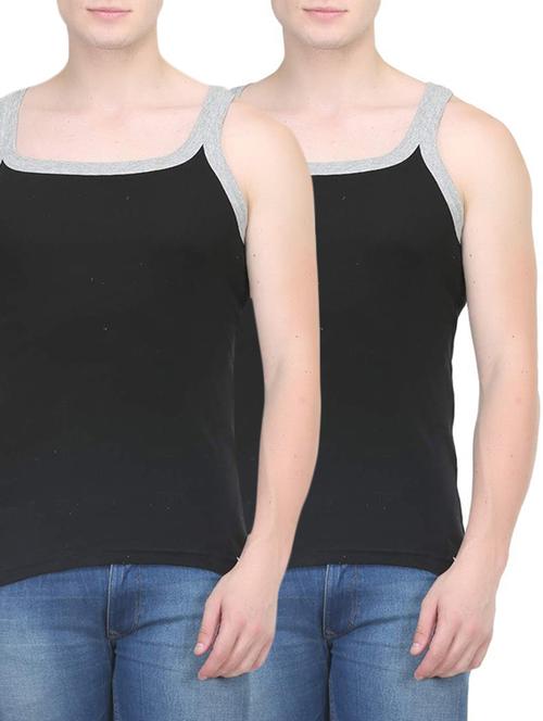 black cotton vest (Set Of 2) - 14533547 - Standard Image - 1