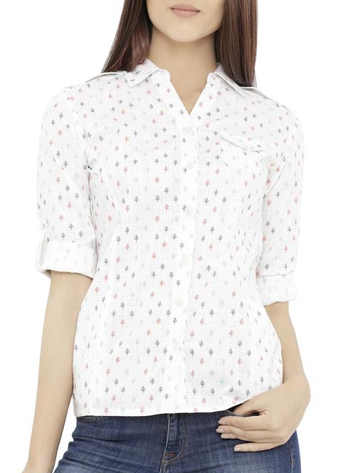 white printed cotton shirt - 14533912 - Standard Image - 1
