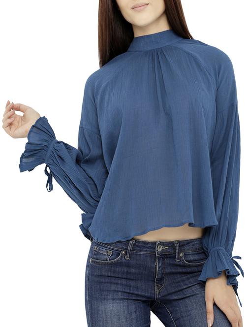 solid blue cotton top - 14533914 - Very Small Image - 1
