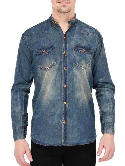 blue denim casual shirt - 14533926 - Very Small Image - 1