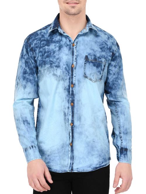 blue denim casual shirt - 14533930 - Very Small Image - 1