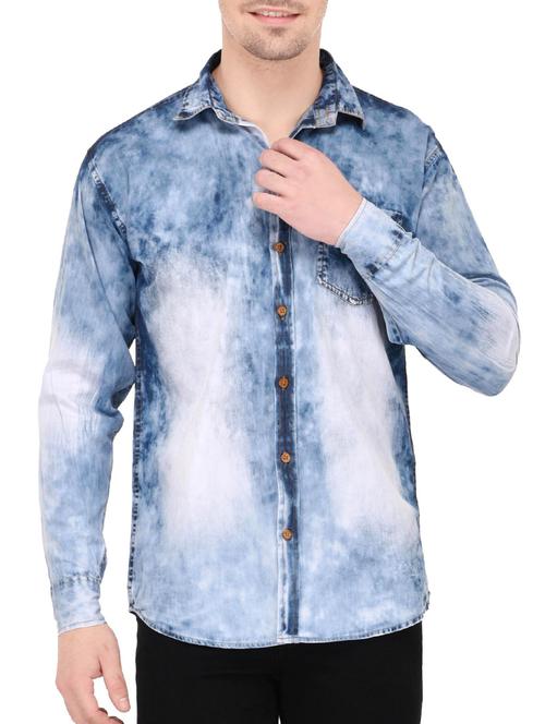 blue denim casual shirt - 14533934 - Standard Image - 1
