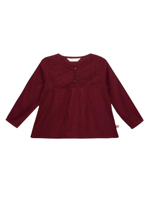 maroon rayon top - 14533976 - Standard Image - 1