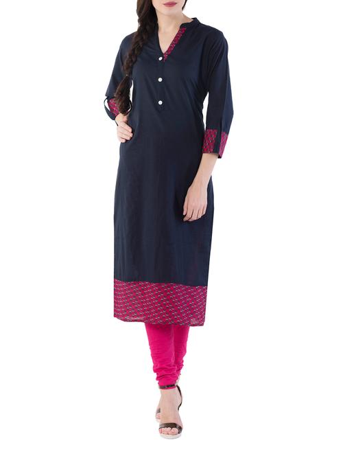 blue cotton straight kurta - 14534532 - Very Small Image - 1