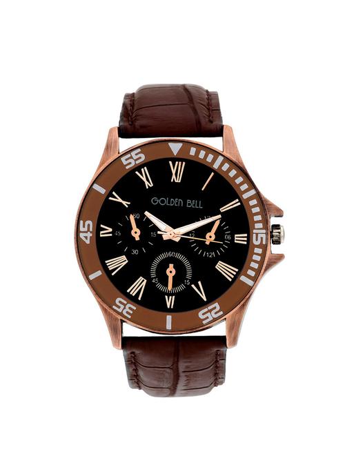 Golden Bell Brown Strap Analog Wrist Watch for Men - GB-315 - 14534631 - Very Small Image - 1