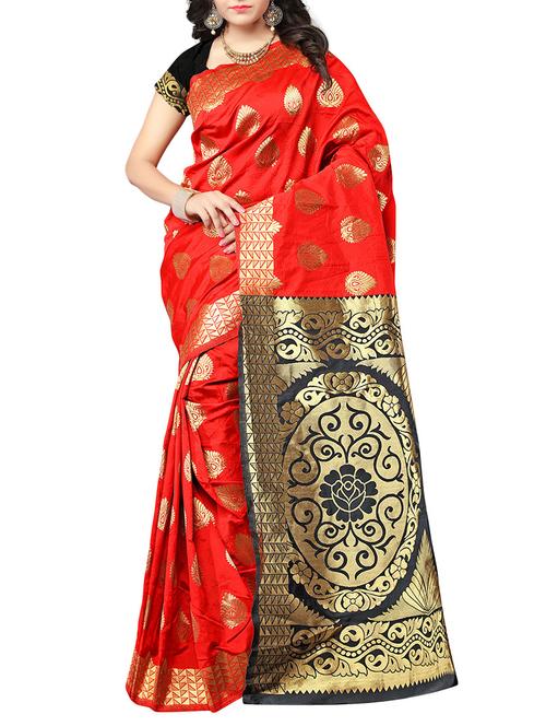 red silk woven saree - 14534653 - Very Small Image - 1